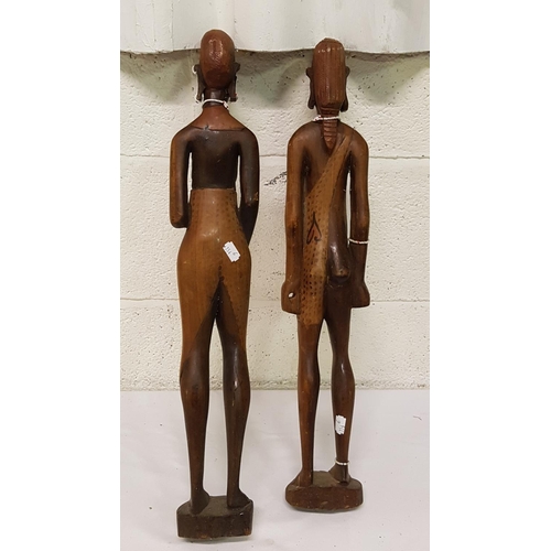 249 - Pair of 2ft Tall Carved Tribal Figures.