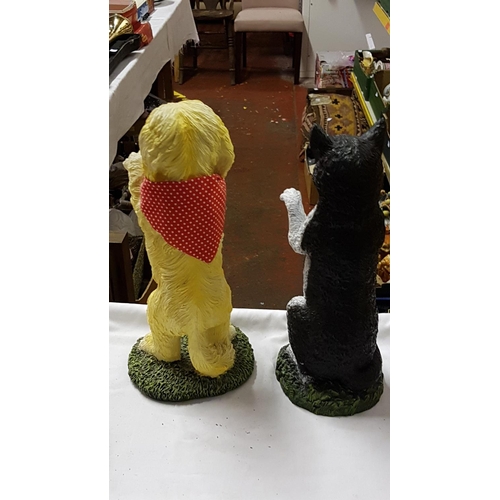 270 - Molded Begging Cat & Dog Figures - approx 14