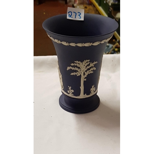 273 - Dark Blue & White Wedgwood Jasperware Vase - approx 5.5