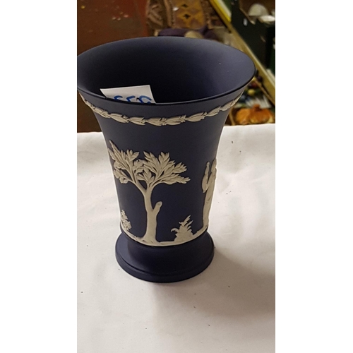 273 - Dark Blue & White Wedgwood Jasperware Vase - approx 5.5