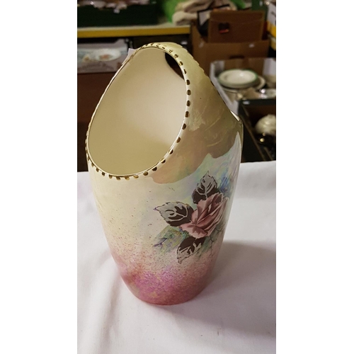 331 - Royal Winton Grimwades Handled Floral Lustre Vase Height c.21cm (c.8.25”) c.1951-1964.