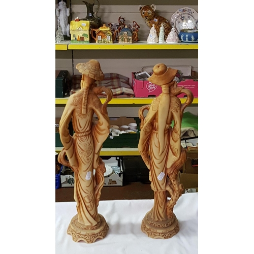 345 - Pair of 50cm Tall Oriental Resin Figures.