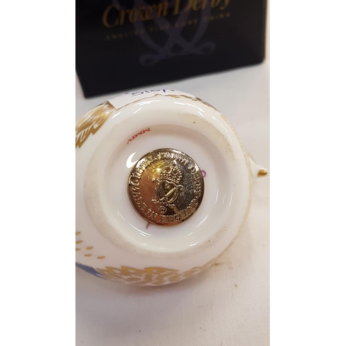 394 - Boxed Royal Crown Derby Goldcrest Paperweight with Gold Stopper.