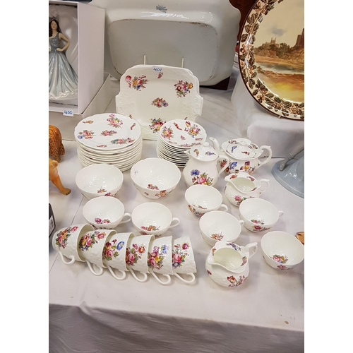 401 - 44 Piece Coalport Floral Tea Set.