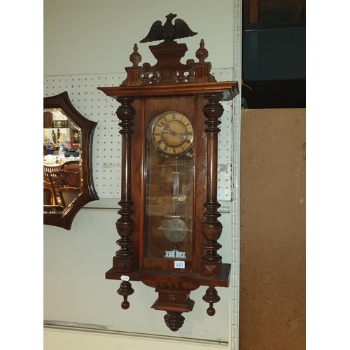 483 - Mahogany & Oak Cased Wall Clock with Eagle Top - approx 39