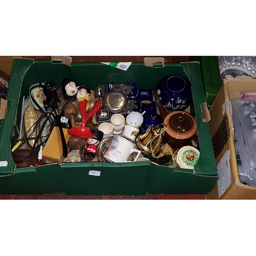 5 - Box to Include Vases, Dressing Table Set, Condiment Set, Glassware, Egg Cups, Brassware etc.