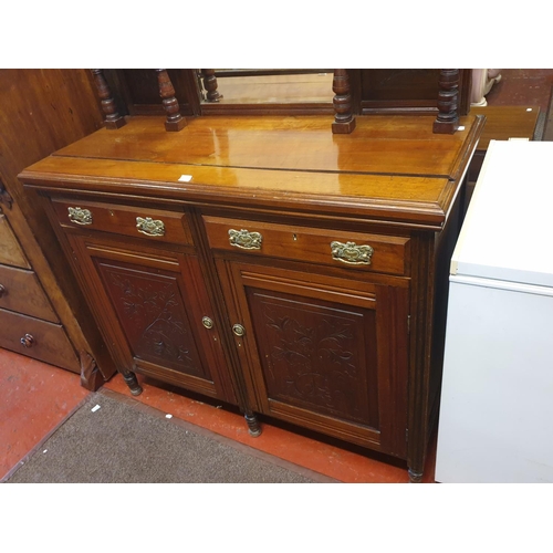 551 - Mirrored Back Sideboard with Two Drawers & Carved Door Cupboards (has a split to the top) - approx 4... 