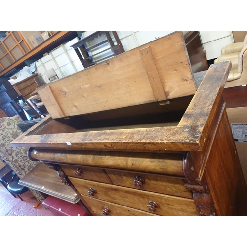 553 - Large Two Over Four Drawer Chest of Drawers with Unusual Lift Top and Leaf Embellishments - 148cm ta... 