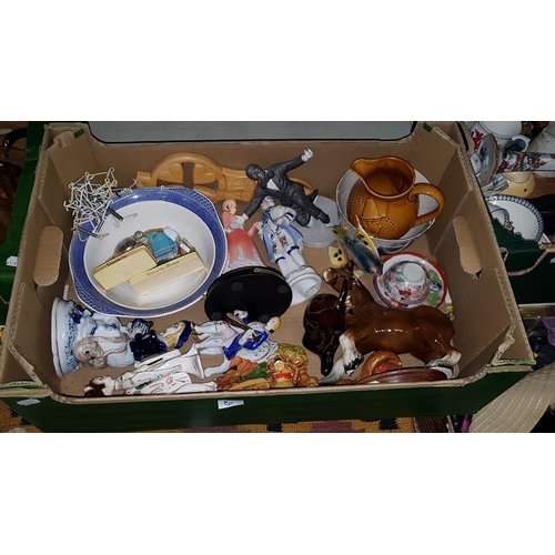 6 - Box to Include Various Figures, Oriental China, Horse Figure, Local Vintage Souvenirs etc.