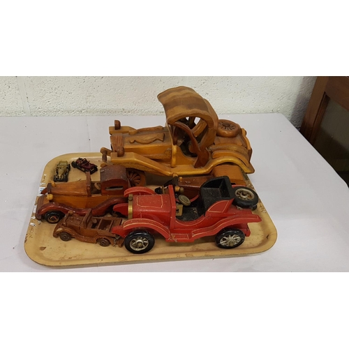 167 - Tray of Vintage Wooden & Other Model Cars.