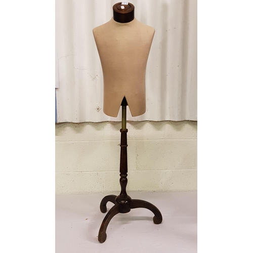 177 - Vintage Mannequin Torso on Mahogany Stand.