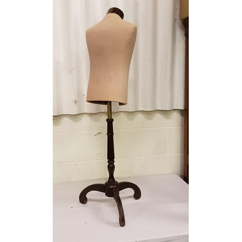 177 - Vintage Mannequin Torso on Mahogany Stand.