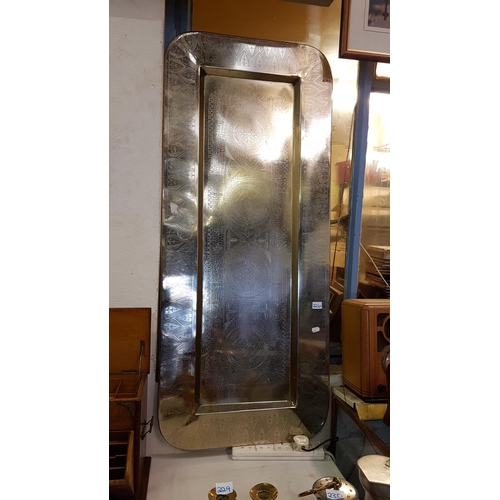 226 - Large Metal Etched Tray - approx 4ft long x 20