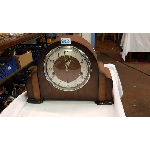 228 - Art Deco Smiths Enfield Oak Cased Mantel Clock with Key.