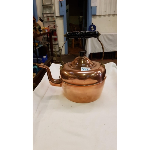 231 - Copper & Brass Stove Top Kettle.