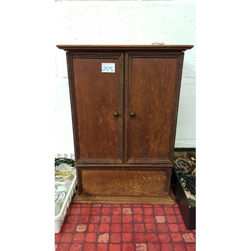 255 - Vintage Oak Two Door Medicine Cabinet with Under Cupboard - approx 43cm tall, 30cm wide & 23cm deep.