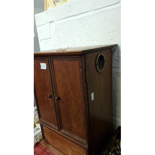 255 - Vintage Oak Two Door Medicine Cabinet with Under Cupboard - approx 43cm tall, 30cm wide & 23cm deep.