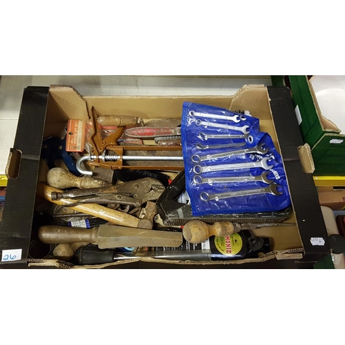 26 - Quantity of Assorted Tools & Hardware Including Spanners.