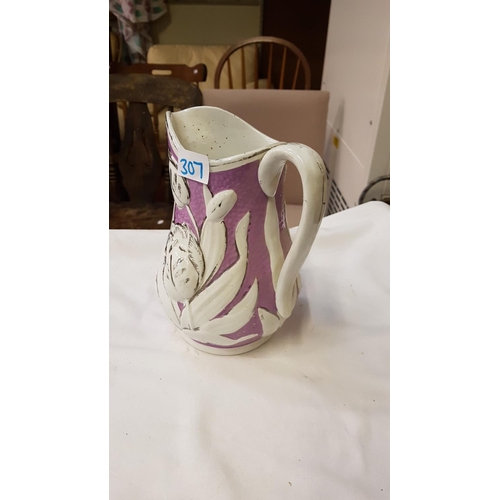 307 - Vintage Purple & White Jug - approx 8