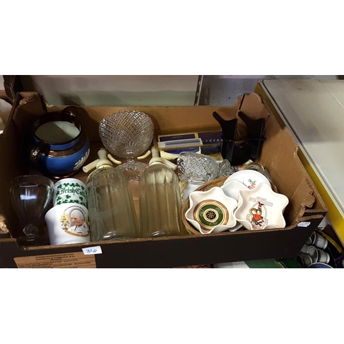 36 - Box to Include Retro Soda Syphons, Lustre Jug, Trinket Dishes, Mugs etc.