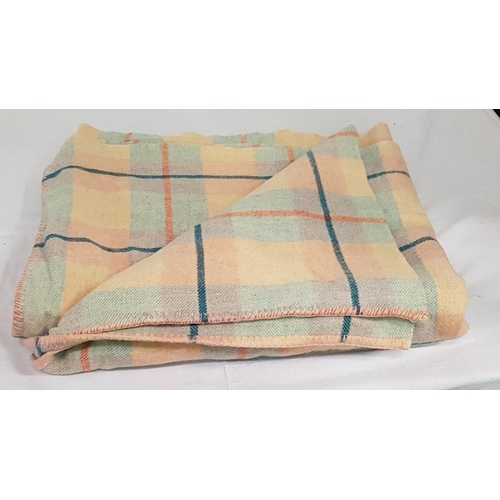 5 - Green & Pink Checked Welsh Blanket.