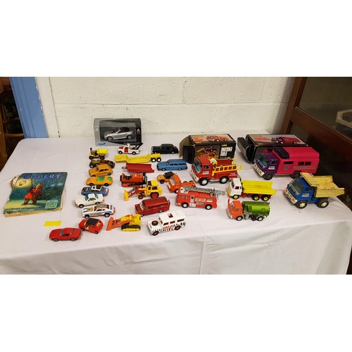 53 - Quantity of Model Cars Including Tonka, Corgi, Titan Racing Car Transporter etc.