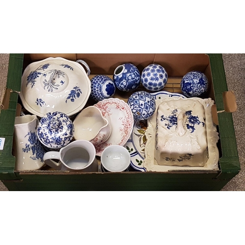 87 - Box of Assorted China Including Wedgwood, Royal Doulton, Crown Devon etc.