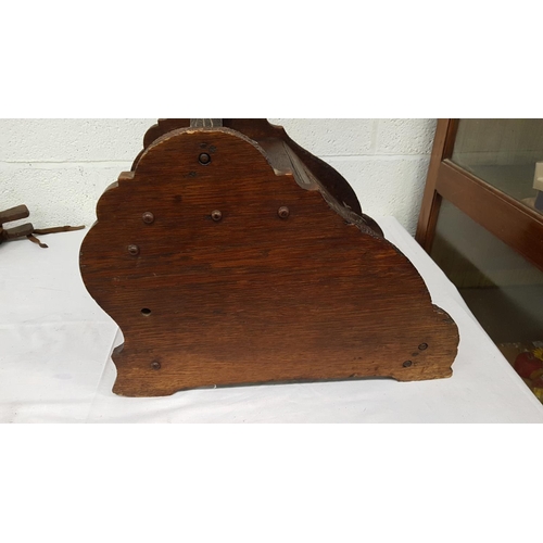 93 - Victorian Solid Oak Coal Box with Hand Carved Green Man Lid & Pair of Bellows.