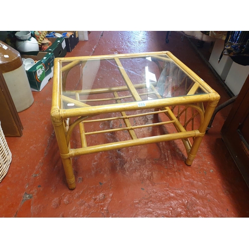 608 - Cane Coffee Table with Glass Top - 18