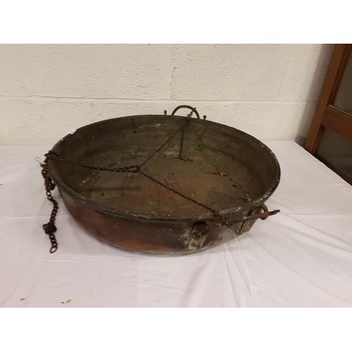 129 - Firepit Hanging Copper Pan - approx 2ft in diameter & 6