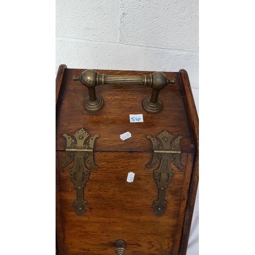 56 - Mahogany & Brass Coal Scuttle.