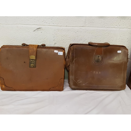 87 - Two Vintage Brown Leather Gentleman's Cases.