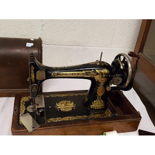 102 - Oak Cased Singer Sewing Machine.