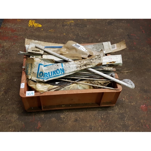 109 - Box of Hardware to Include ARC Welding Rods, Copper to Copper Brazing Rods, Nails etc.
