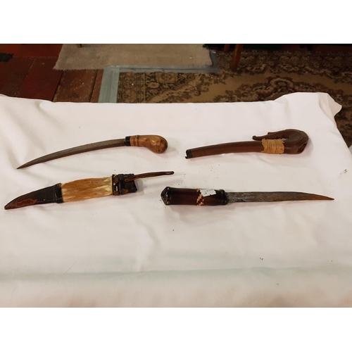 236 - Two Hunting Knives - One Wooden Sheath & One Leather Sheath.