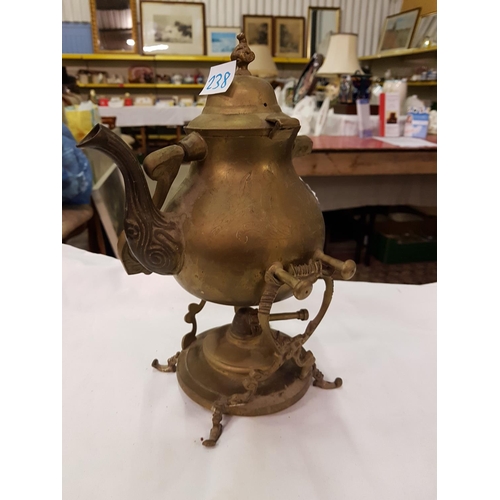 238 - Brass Kettle on Burner Stand with Snuffer.