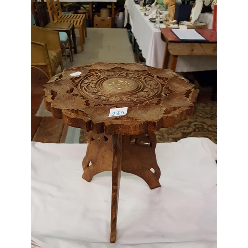 239 - Carved & Inlaid Occasional Table.