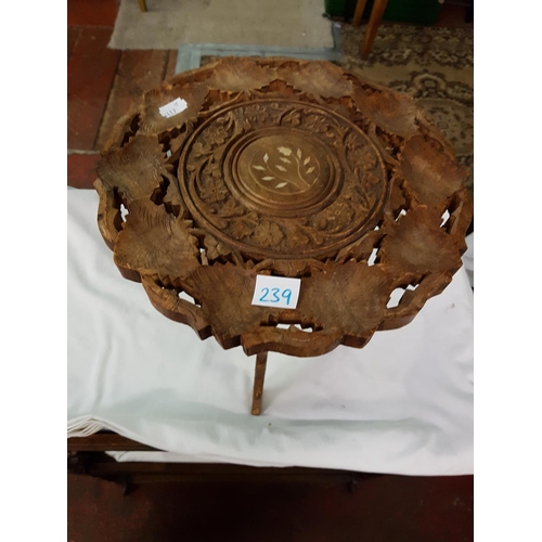 239 - Carved & Inlaid Occasional Table.