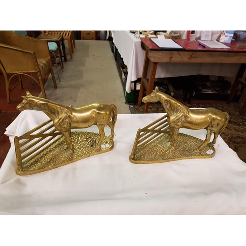 244 - Pair of Solid Brass Horse & Gate Figures.