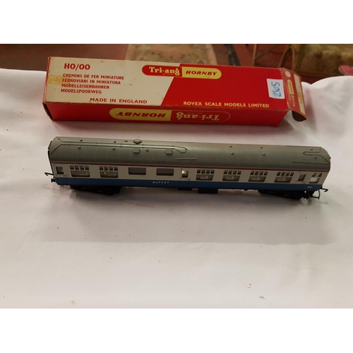 265 - Boxed Triang Hornby Model Railways Blue Buffet Car R.729 c.1960’s.