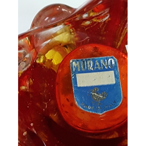 384 - Red Murano Glass Flame Vase - approx 8.5cm tall.