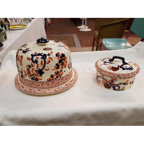 388 - Imari Pattern Cheese Dish with Lid & Matching Lidded Tureen.