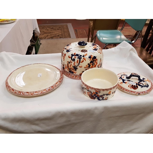 388 - Imari Pattern Cheese Dish with Lid & Matching Lidded Tureen.