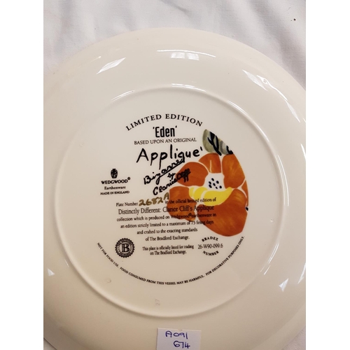 414 - Wedgwood Distinctly Different Apliqué Bizarre by Clarice Cliff Limited Edition ‘Eden’ Plate 2682A Di... 