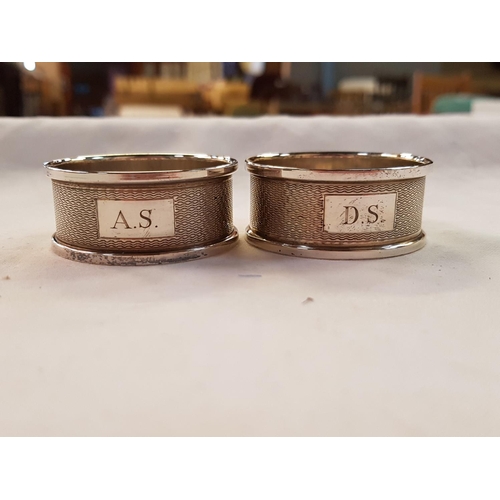 428 - Boxed Set of Two Silver Hallmarked Napkin Rings with 