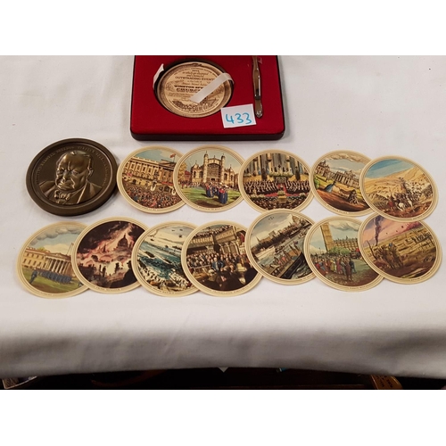 433 - Cased Limited Edition Churchill Centenary Bronze Gilding Metal Picture Medals.