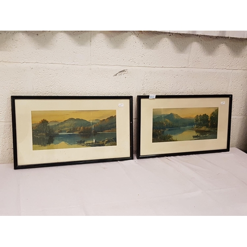 445 - Pair of Black Framed & Glazed Lake Scene Prints By Roy Gregory - approx 50cm x 29cm.