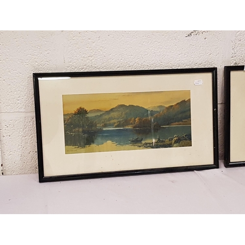 445 - Pair of Black Framed & Glazed Lake Scene Prints By Roy Gregory - approx 50cm x 29cm.