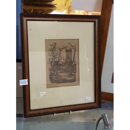 446 - Framed & Glazed Vintage Sketch Print of 