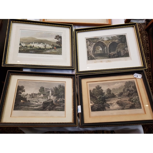 461 - Five Framed & Glazed Engravings Including Llandovery College & Margam Abbey.